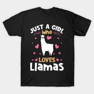 Just a Girl who Loves Llamas Alpacas T-Shirt